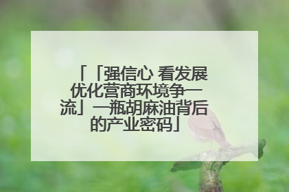 「强信心 看发展 优化营商环境争一流」一瓶胡麻油背后的产业密码