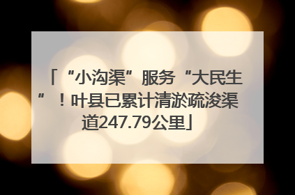 “小沟渠”服务“大民生”！叶县已累计清淤疏浚渠道247.79公里