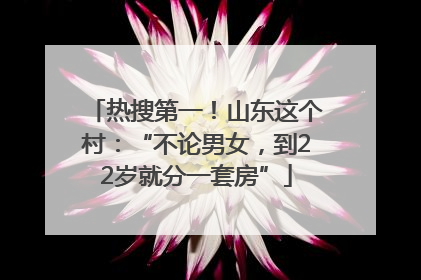热搜第一！山东这个村：“不论男女，到22岁就分一套房”