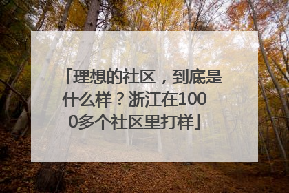 理想的社区，到底是什么样？浙江在1000多个社区里打样