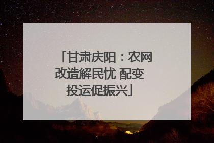 甘肃庆阳：农网改造解民忧 配变投运促振兴