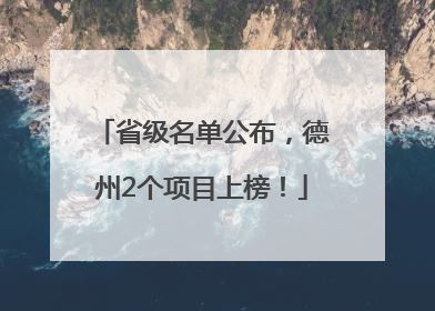 省级名单公布，德州2个项目上榜！