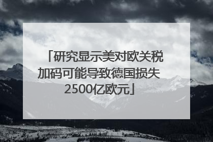 研究显示美对欧关税加码可能导致德国损失2500亿欧元