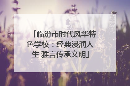 临汾市时代风华特色学校：经典浸润人生 雅言传承文明