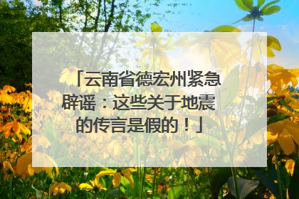 云南省德宏州紧急辟谣：这些关于地震的传言是假的！