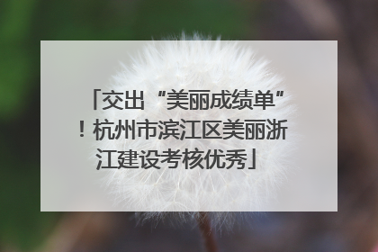 交出“美丽成绩单”！杭州市滨江区美丽浙江建设考核优秀