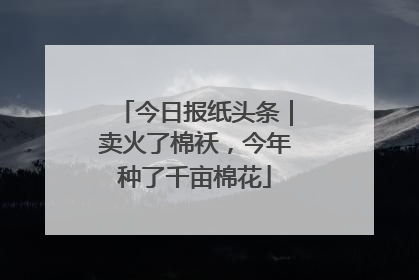 今日报纸头条｜卖火了棉袄，今年种了千亩棉花