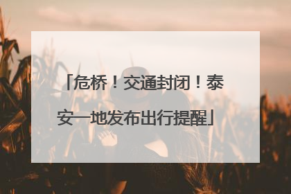 危桥！交通封闭！泰安一地发布出行提醒