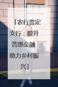 农行贵定支行：提升普惠金融 助力乡村振兴