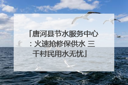 唐河县节水服务中心：火速抢修保供水 三千村民用水无忧