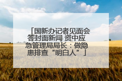 国新办记者见面会答封面新闻 资中应急管理局局长：做隐患排查“明白人”