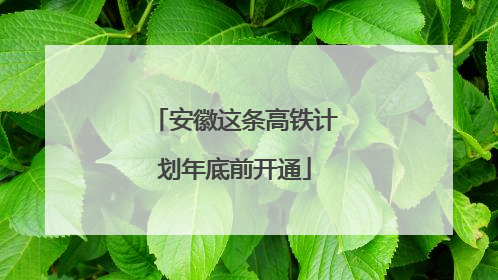 安徽这条高铁计划年底前开通