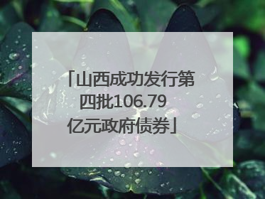 山西成功发行第四批106.79亿元政府债券