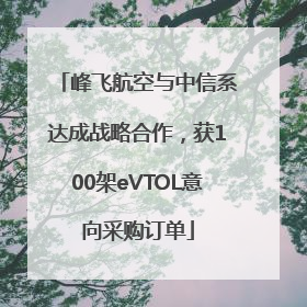 峰飞航空与中信系达成战略合作，获100架eVTOL意向采购订单