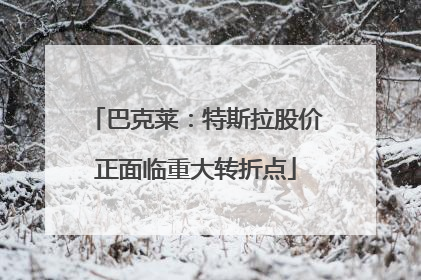 巴克莱：特斯拉股价正面临重大转折点