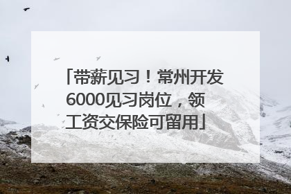 带薪见习！常州开发6000见习岗位，领工资交保险可留用