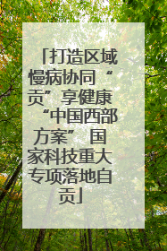 打造区域慢病协同“贡”享健康“中国西部方案” 国家科技重大专项落地自贡