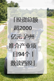 投资总额超2000亿元 泸州推介产业项目94个丨数读西投