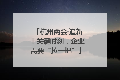杭州两会·追新丨关键时刻，企业需要“拉一把”