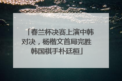 春兰杯决赛上演中韩对决，杨楷文首局完胜韩国棋手朴廷桓
