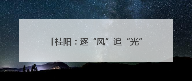 桂阳：逐“风”追“光” 向“新”向“绿”发展