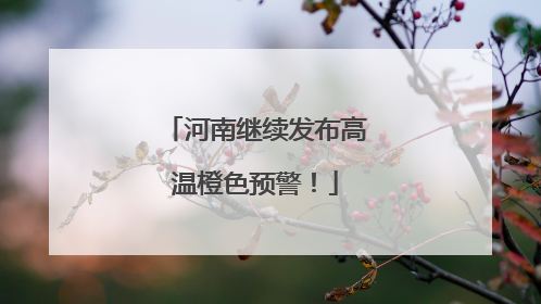 河南继续发布高温橙色预警！