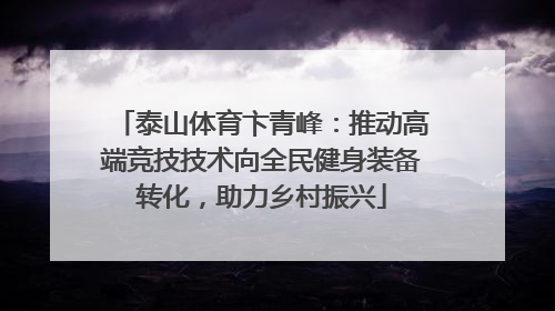 泰山体育卞青峰：推动高端竞技技术向全民健身装备转化，助力乡村振兴