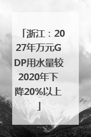 浙江：2027年万元GDP用水量较2020年下降20%以上