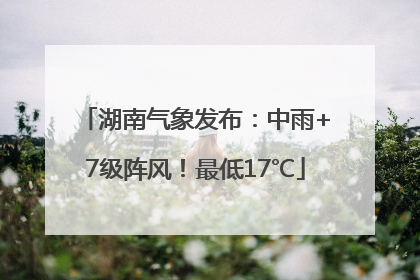 湖南气象发布：中雨+7级阵风！最低17℃