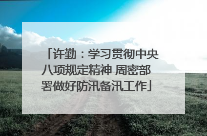 许勤：学习贯彻中央八项规定精神 周密部署做好防汛备汛工作