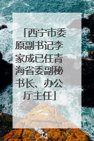 西宁市委原副书记李家成已任青海省委副秘书长、办公厅主任