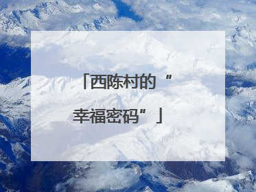 西陈村的“幸福密码”