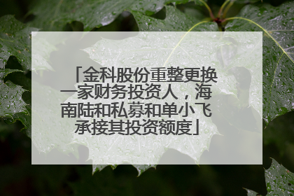 金科股份重整更换一家财务投资人，海南陆和私募和单小飞承接其投资额度