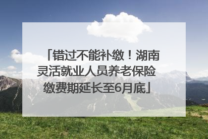 错过不能补缴！湖南灵活就业人员养老保险缴费期延长至6月底