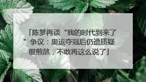 陈梦再谈“我的时代到来了”争议：奥运夺冠后仍遭质疑很煎熬，不敢再这么说了
