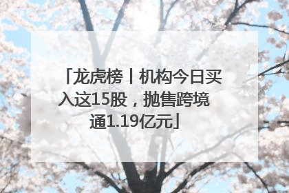 龙虎榜丨机构今日买入这15股，抛售跨境通1.19亿元