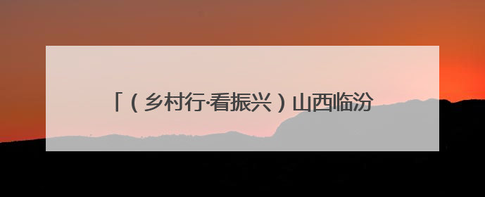 （乡村行·看振兴）山西临汾：保电到田间 抗旱保丰收