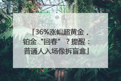 36%涨幅超黄金，铂金“回春”？提醒：普通人入场像拆盲盒